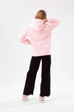 HYPE GIRLS PINK SHERPA SCRIPT HOODIE -Hype YVLR 552FULLBACK