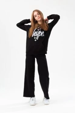 HYPE GIRLS BLACK HEARTS HYPE SCRIPT HOODIE -Hype YVLR 553FULLFRONT