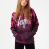 HYPE GIRLS PINK FADE TIE DYE SILVER GLITTER SCRIPT HOODIE -Hype YVLR 568MAIN