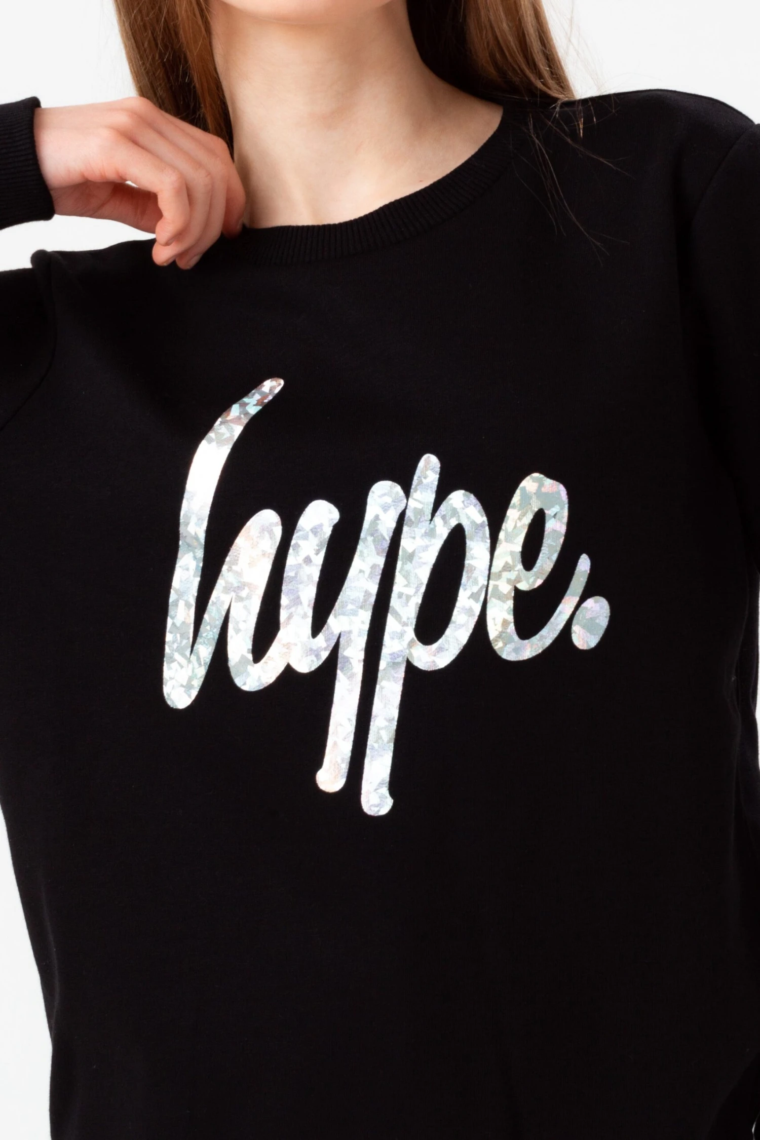 HYPE GIRLS BLACK HOLOGRAPHIC SCRIPT CREW 6 HYPE GIRLS BLACK HOLOGRAPHIC SCRIPT CREW - Image 4