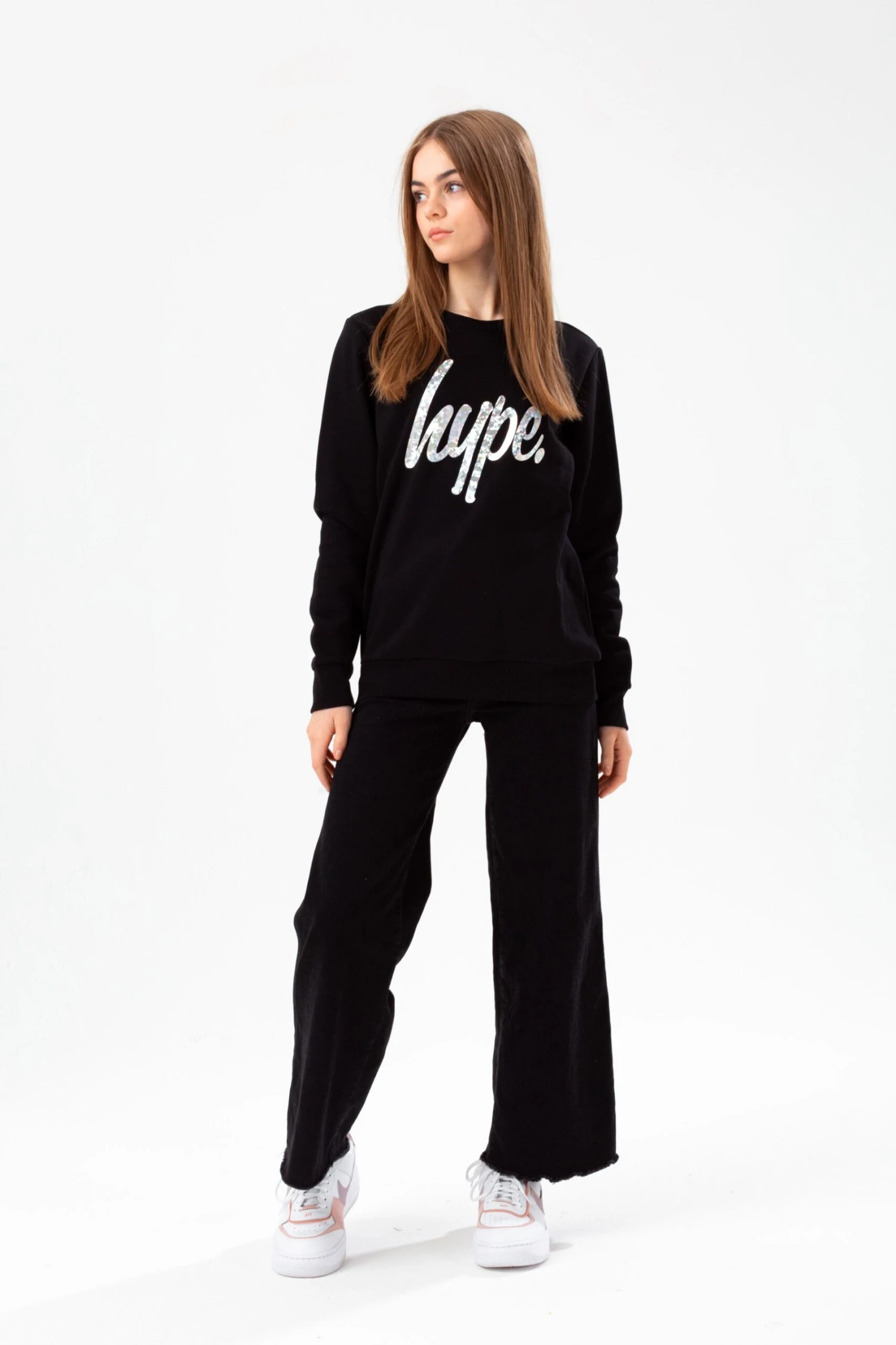 HYPE GIRLS BLACK HOLOGRAPHIC SCRIPT CREW 4 HYPE GIRLS BLACK HOLOGRAPHIC SCRIPT CREW - Image 2