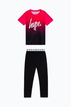 HYPE GIRLS PINK BLACK FADE SCRIPT T-SHIRT AND LEGGINGS SET 19 HYPE GIRLS PINK BLACK FADE SCRIPT T-SHIRT AND LEGGINGS SET -Hype YVLR 601 1