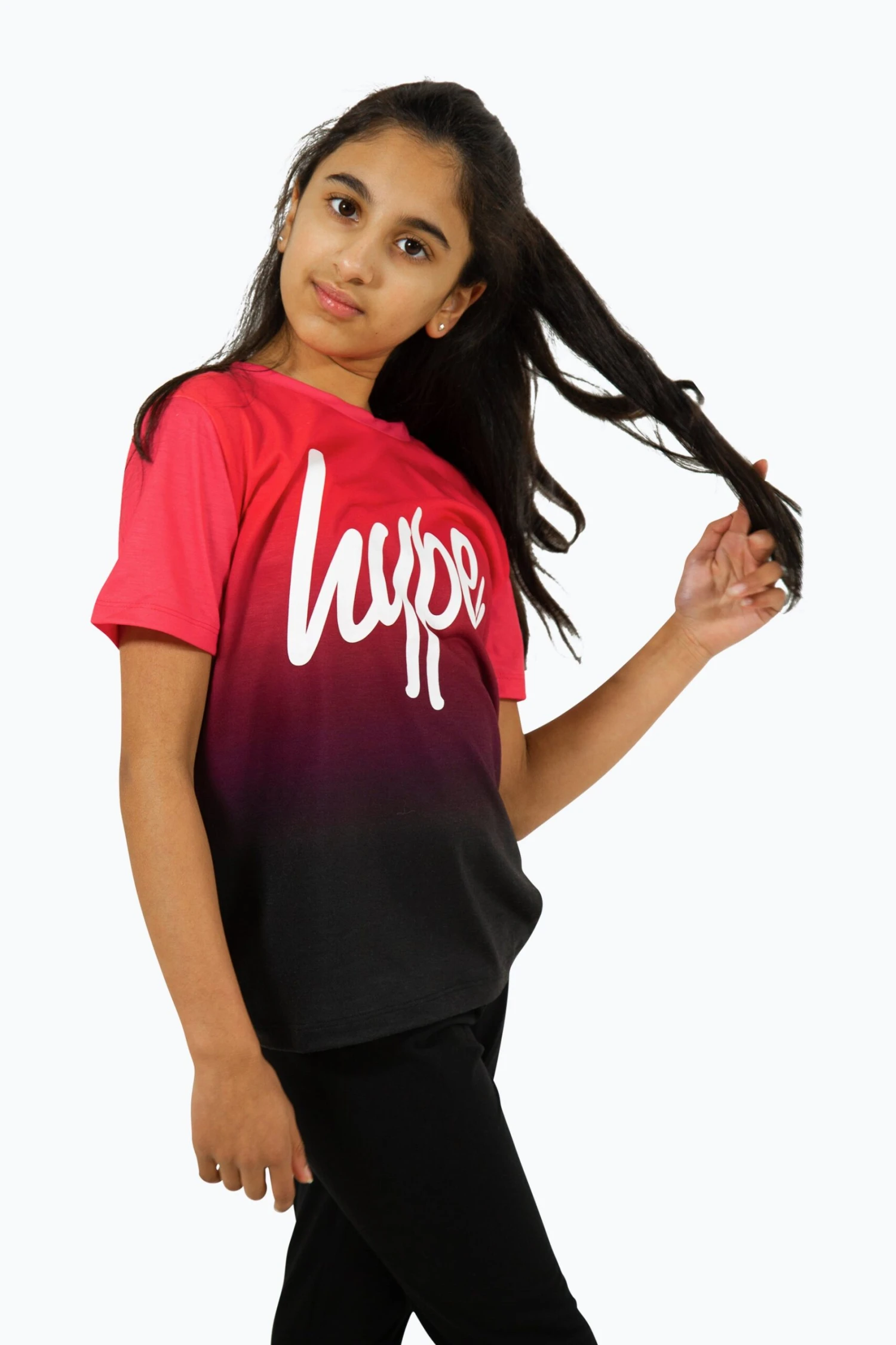 HYPE GIRLS PINK BLACK FADE SCRIPT T-SHIRT AND LEGGINGS SET 5 HYPE GIRLS PINK BLACK FADE SCRIPT T-SHIRT AND LEGGINGS SET - Image 3