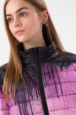 HYPE GIRLS DARK PINK DRIPS SHORTS PADDED ARM CREST JACKET -Hype YVLR 625DETAIL