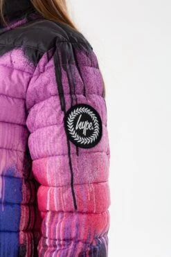 HYPE GIRLS DARK PINK DRIPS SHORTS PADDED ARM CREST JACKET -Hype YVLR 625DETAIL2