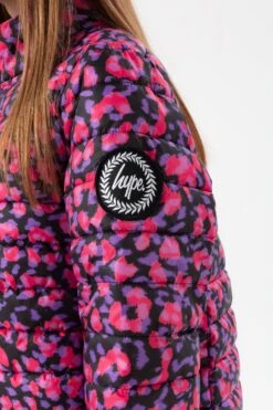 HYPE GIRLS PURPLE NEON CHEETAH PADDED ARM CREST JACKET -Hype YVLR 627DETAIL1