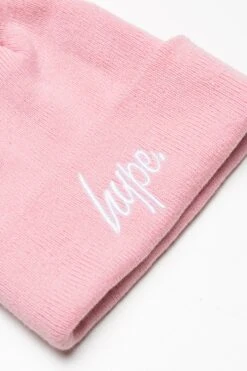 HYPE KIDS PINK BOBBLE SCRIPT BEANIE -Hype YVLR 714 2