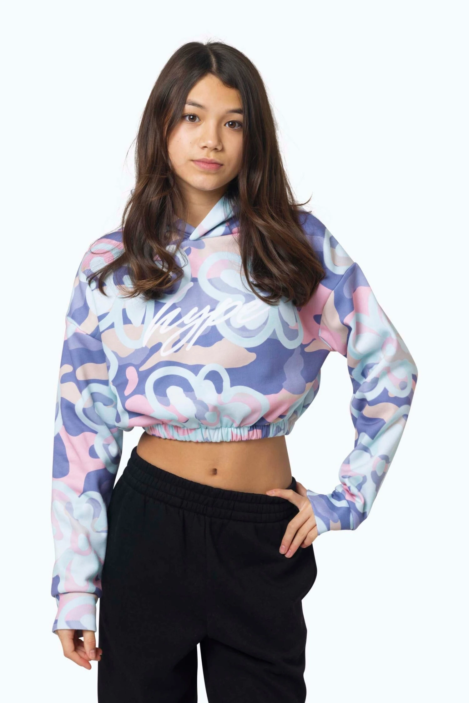 HYPE KIDS PINK CAMO FLOWER CROP HOODIE 3 HYPE KIDS PINK CAMO FLOWER CROP HOODIE