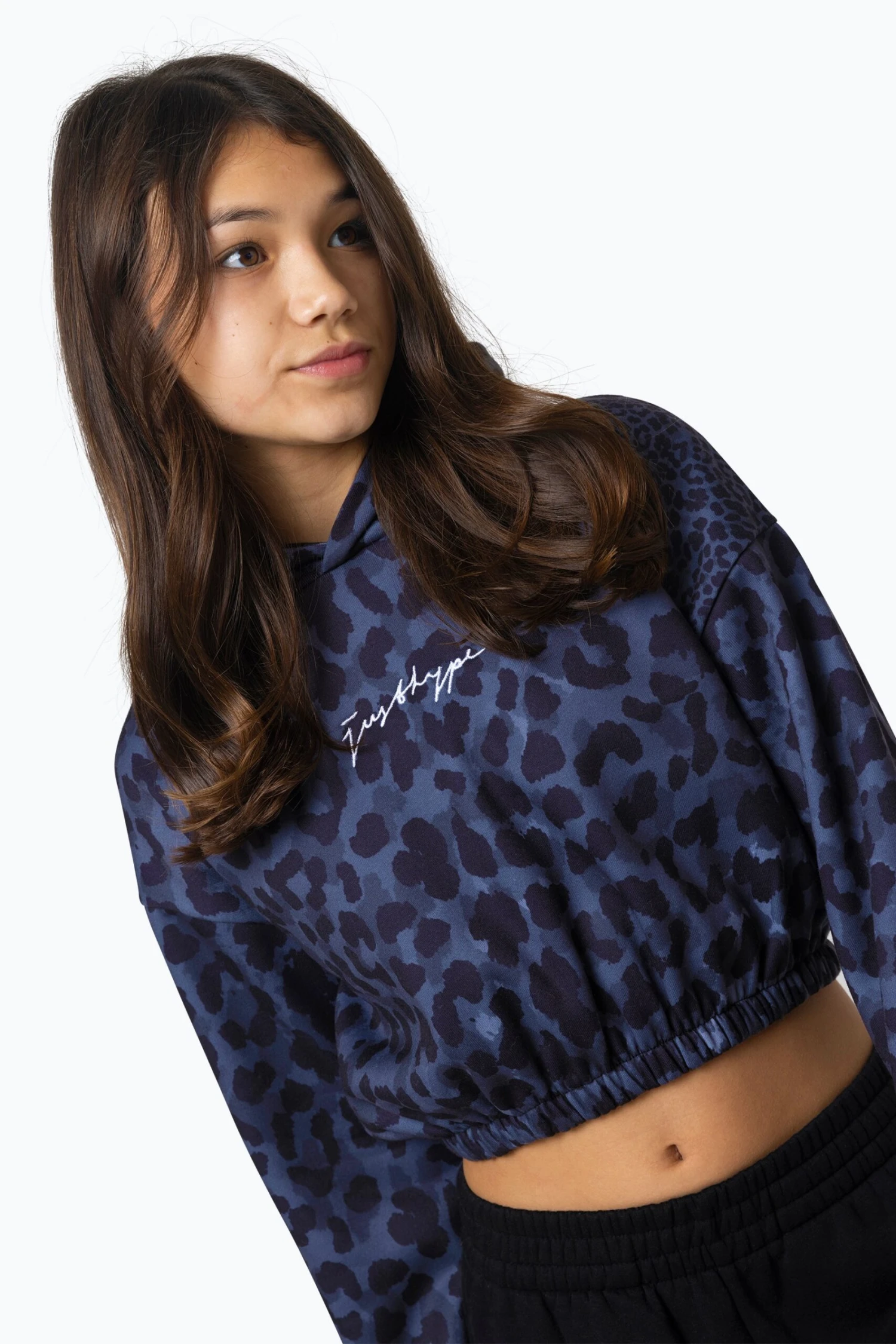 HYPE KIDS BLACK MONO LEOPARD CROP HOODIE 6 HYPE KIDS BLACK MONO LEOPARD CROP HOODIE - Image 4