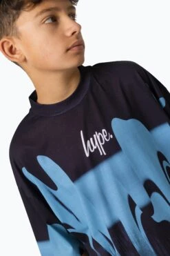 HYPE BOYS MULTI BLUE BLUR PAINT SMALL SCRIPT T-SHIRT -Hype ZTBS 001 3