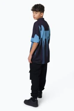 HYPE BOYS MULTI BLUE BLUR PAINT SMALL SCRIPT T-SHIRT -Hype ZTBS 001 4