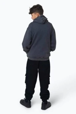 HYPE BOYS BLUE ACID WASH SCRIBBLE HOODIE -Hype ZTBS 049 2