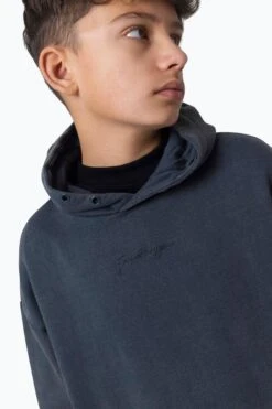 HYPE BOYS BLUE ACID WASH SCRIBBLE HOODIE -Hype ZTBS 049 3