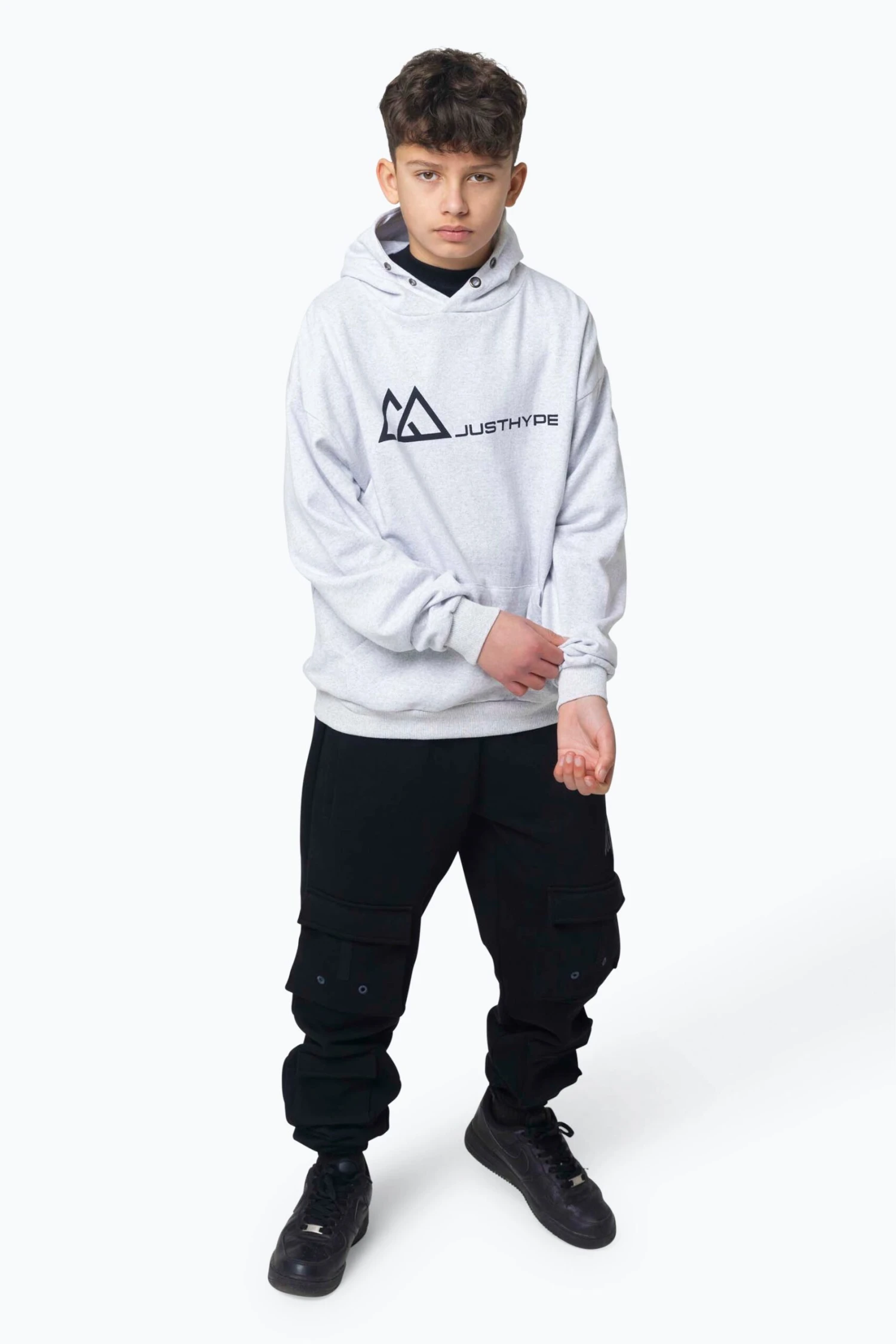 HYPE BOYS GREY MARL OUTDOOR HOODIE 4 HYPE BOYS GREY MARL OUTDOOR HOODIE - Image 2