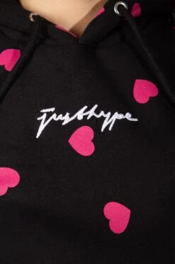 HYPE WOMENS BLACK SCATTER HEART SCRIBBLE PULLOVER HOODIE -Hype ZUBS 006 4