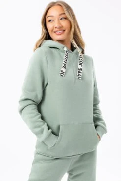 HYPE WOMENS SEA FOAM BRANDED DRAWCORD PULLOVER HOODIE