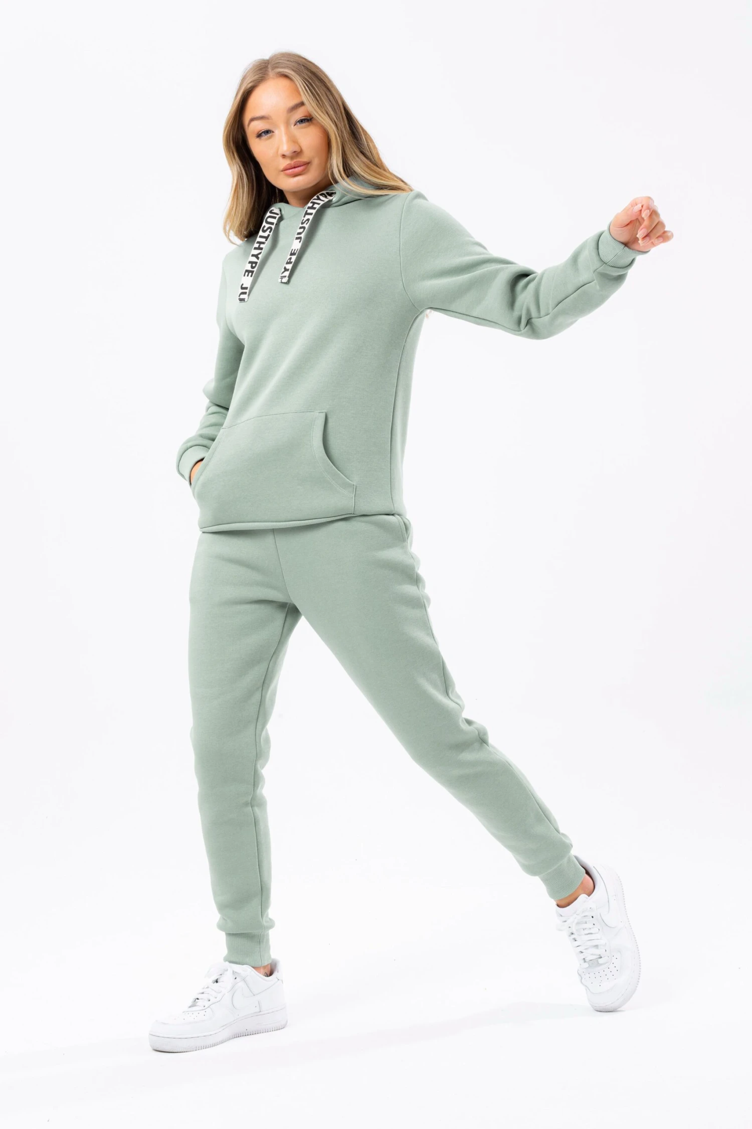 HYPE WOMENS SEA FOAM BRANDED DRAWCORD PULLOVER HOODIE 4 HYPE WOMENS SEA FOAM BRANDED DRAWCORD PULLOVER HOODIE - Image 2