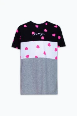 HYPE WOMENS GREY TRI SCATTER HEART SCRIBBLE T-SHIRT 13 HYPE WOMENS GREY TRI SCATTER HEART SCRIBBLE T-SHIRT -Hype ZUBS 049