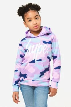 HYPE GIRLS EVIE CAMO SCRIPT HOODIE