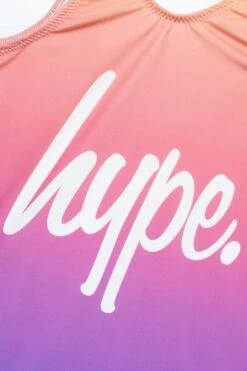 HYPE GIRLS PURPLE YELLOW FADE SCRIPT SWIMSUIT -Hype ZUMH 541 2