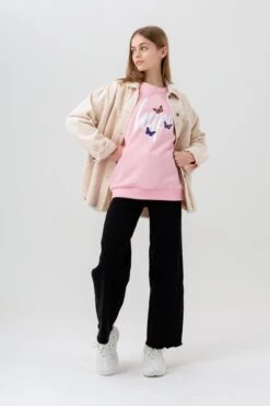 HYPE GIRLS PINK BUTTERFLY SCRIPT CREW NECK -Hype ZVLR 233FRONT