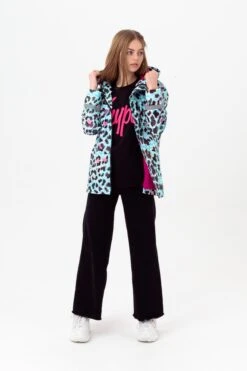 HYPE GIRLS BLUE ICE LEOPARD SCRIPT RAINCOAT -Hype ZVLR 310FRONT