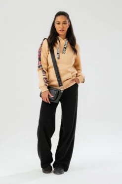 HYPE WOMENS HAZELNUT ANIMAL PRINT LABEL HOODIE 16 HYPE WOMENS HAZELNUT ANIMAL PRINT LABEL HOODIE -Hype ZVLR 559FULLFRONT