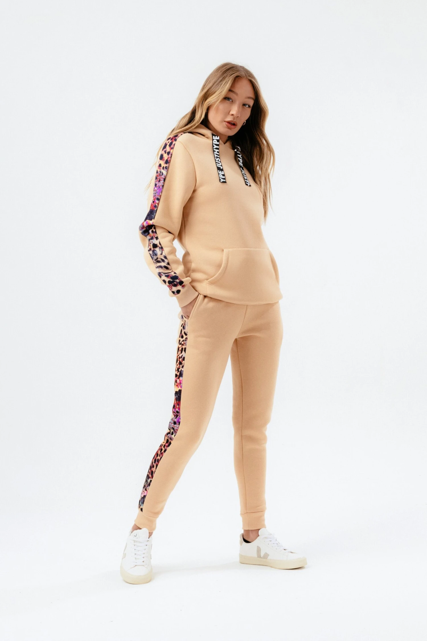 HYPE WOMENS HAZELNUT ANIMAL PRINT LABEL HOODIE 4 HYPE WOMENS HAZELNUT ANIMAL PRINT LABEL HOODIE - Image 2