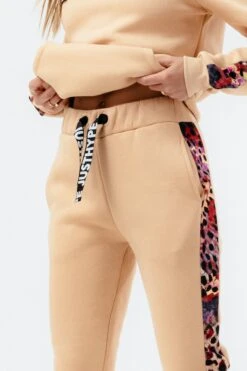 HYPE WOMENS HAZELNUT ANIMAL PRINT LABEL JOGGERS -Hype ZVLR 570 DETAIL