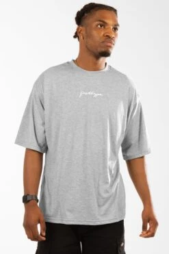 HYPE GREY MARL SCRIBBLE MEN'S OVERSIZED T-SHIRT