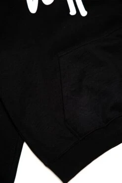 HYPE ADULTS BLACK SCRIPT HOODIE 16 HYPE ADULTS BLACK SCRIPT HOODIE -Hype hoodie close up 2