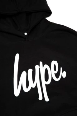 HYPE ADULTS BLACK SCRIPT HOODIE 17 HYPE ADULTS BLACK SCRIPT HOODIE -Hype hoodie close up