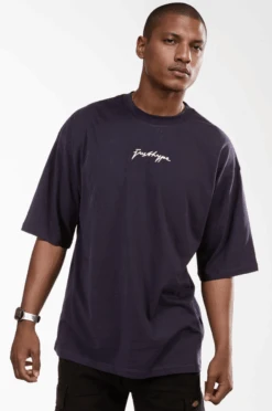 HYPE NAVY SCRIBBLE MEN'S OVERSIZED T-SHIRT